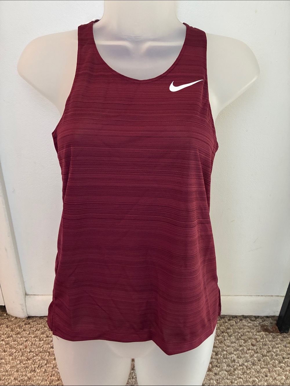Nike Kids Burgundy Athletic Tank Top with White Swoosh